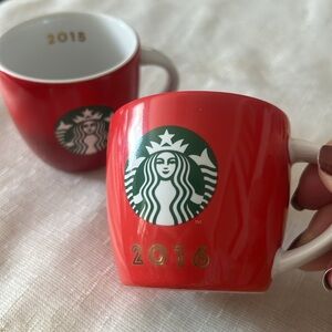 STARBUCKS MINI 2015 & 2016 Red Holiday Demitasse Expresso Cup Set